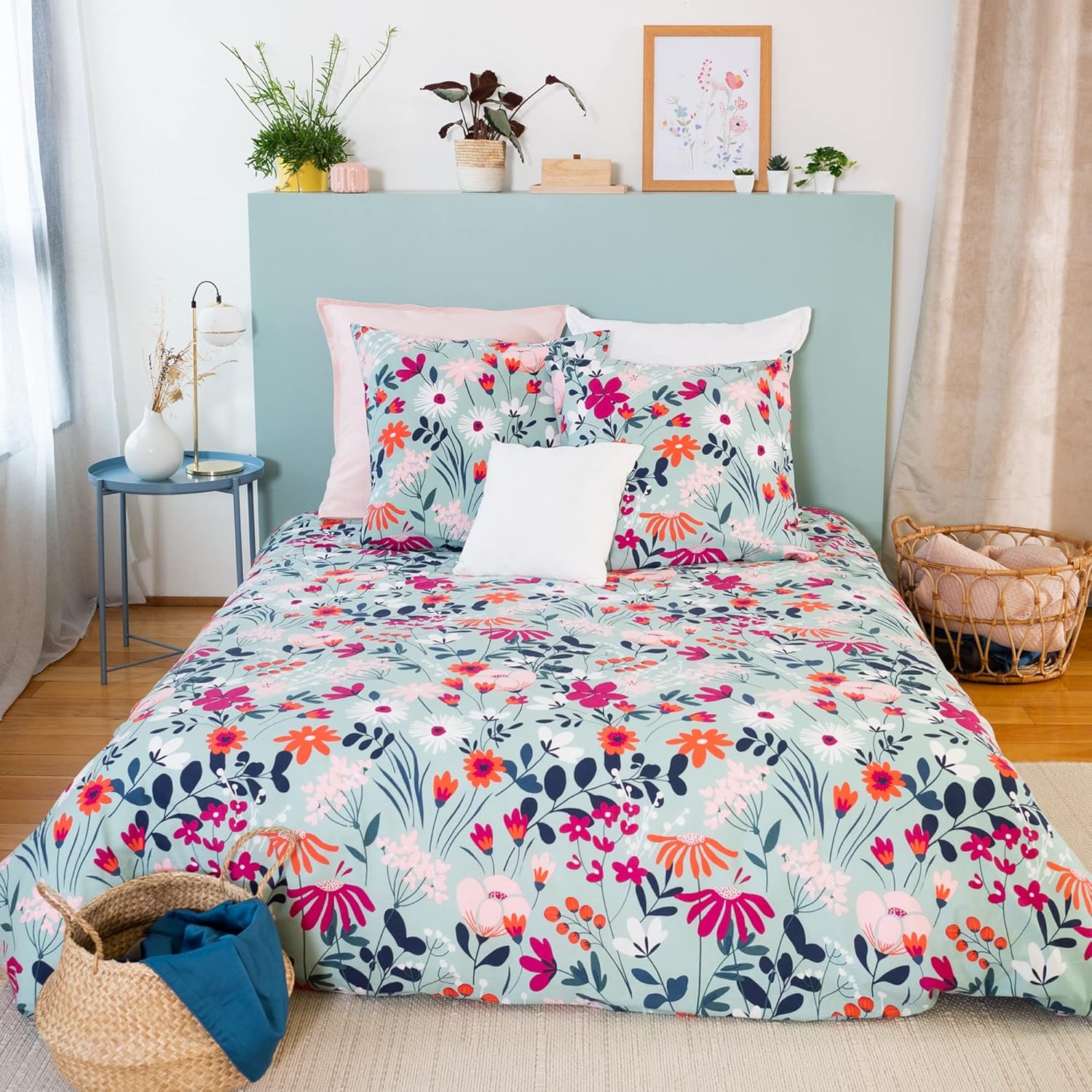 Parure Housse de Couette en coton Bio Motifs Fleurs