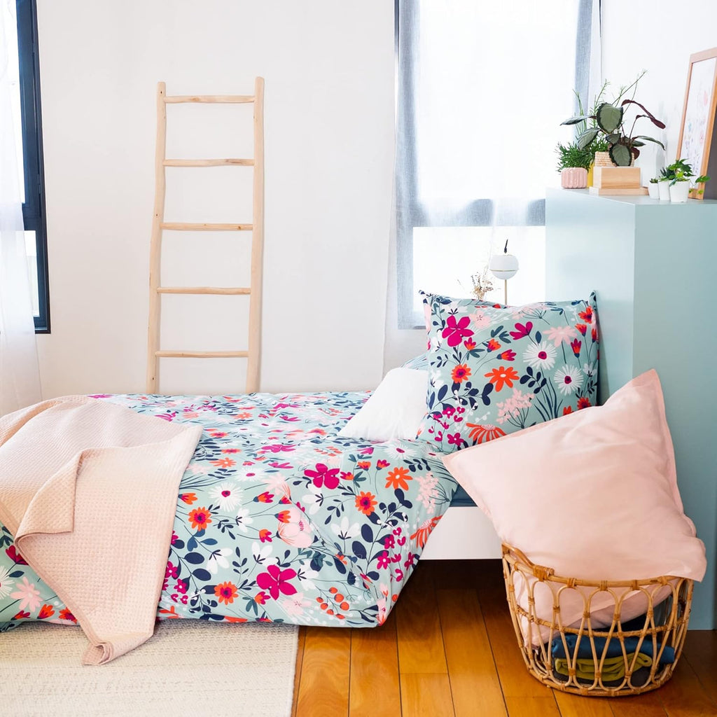Parure Housse de Couette en coton Bio Motifs Fleurs