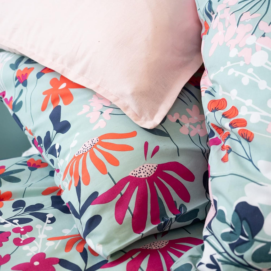 Parure Housse de Couette en coton Bio Motifs Fleurs
