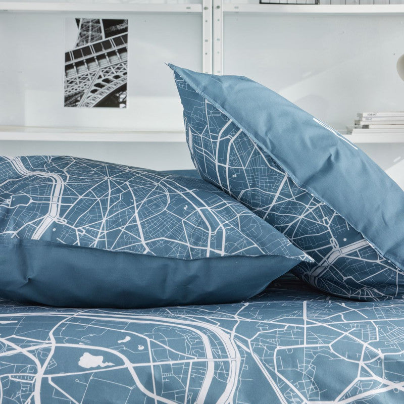 Parure Housse de Couette Paris Plan Bleu - Today Java