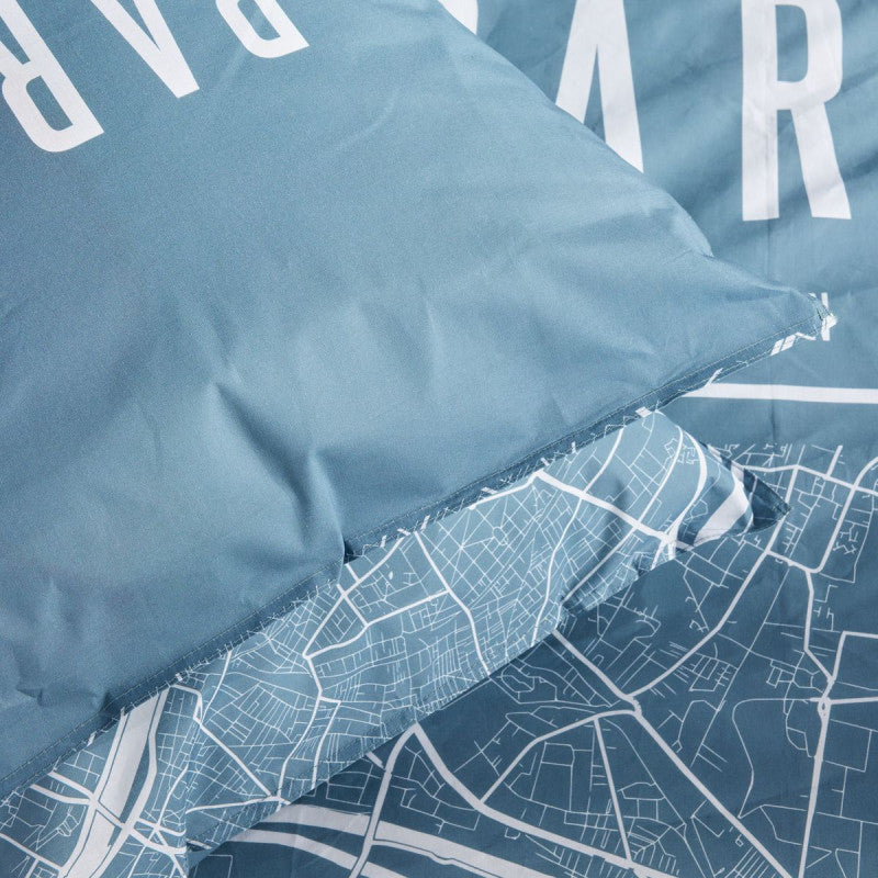Parure Housse de Couette Paris Plan Bleu - Today Java